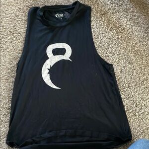 Black Sleeveless Top with White Logo